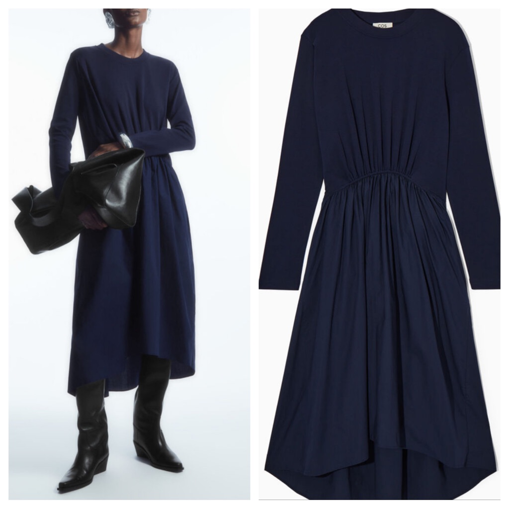 Cos Navy Long Sleeve Dress